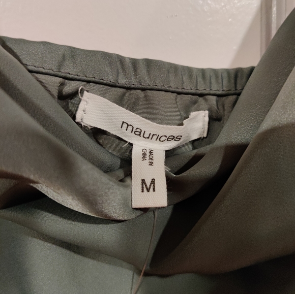 Maurices Solid Cowl Neck Satin Midi Dress Size M Medium Sage Fog - Picture 4 of 6